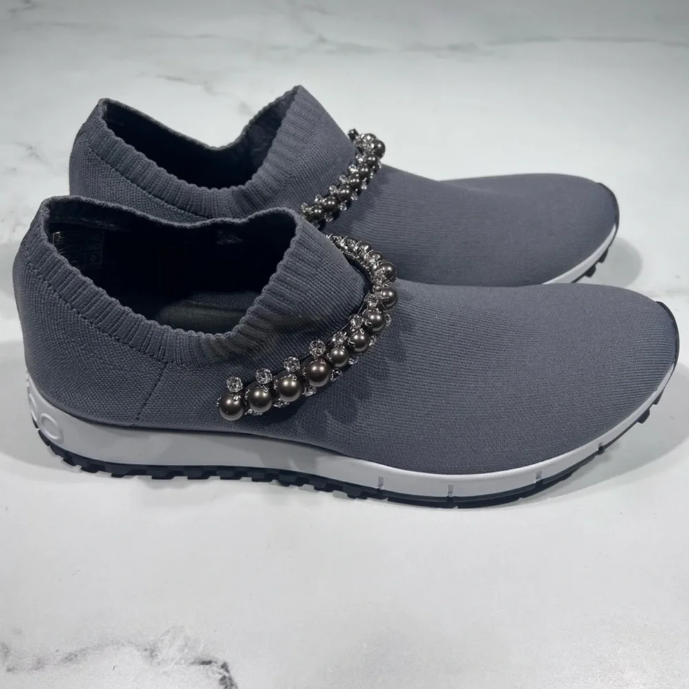 Jimmy Choo Verona Knit Dusk Grey Slip On Sneakers